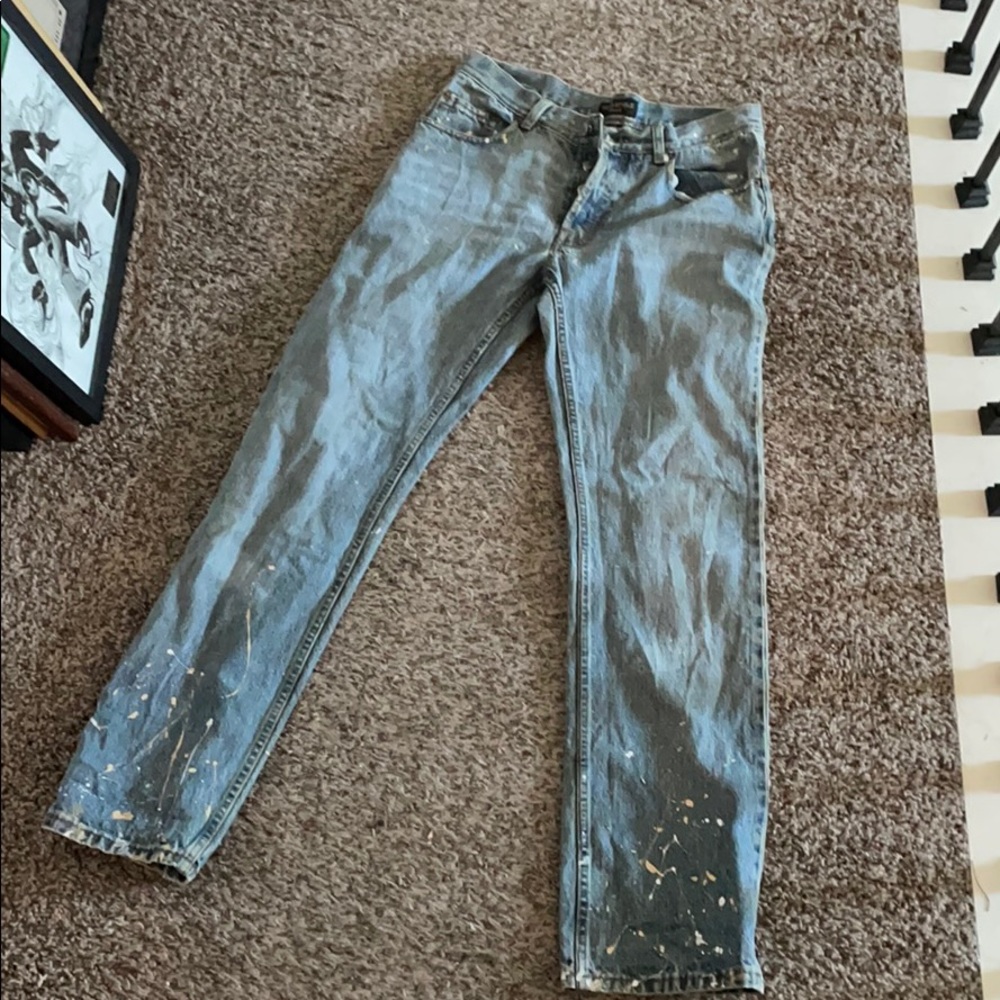 Italian made splatter jeans (factory made).
